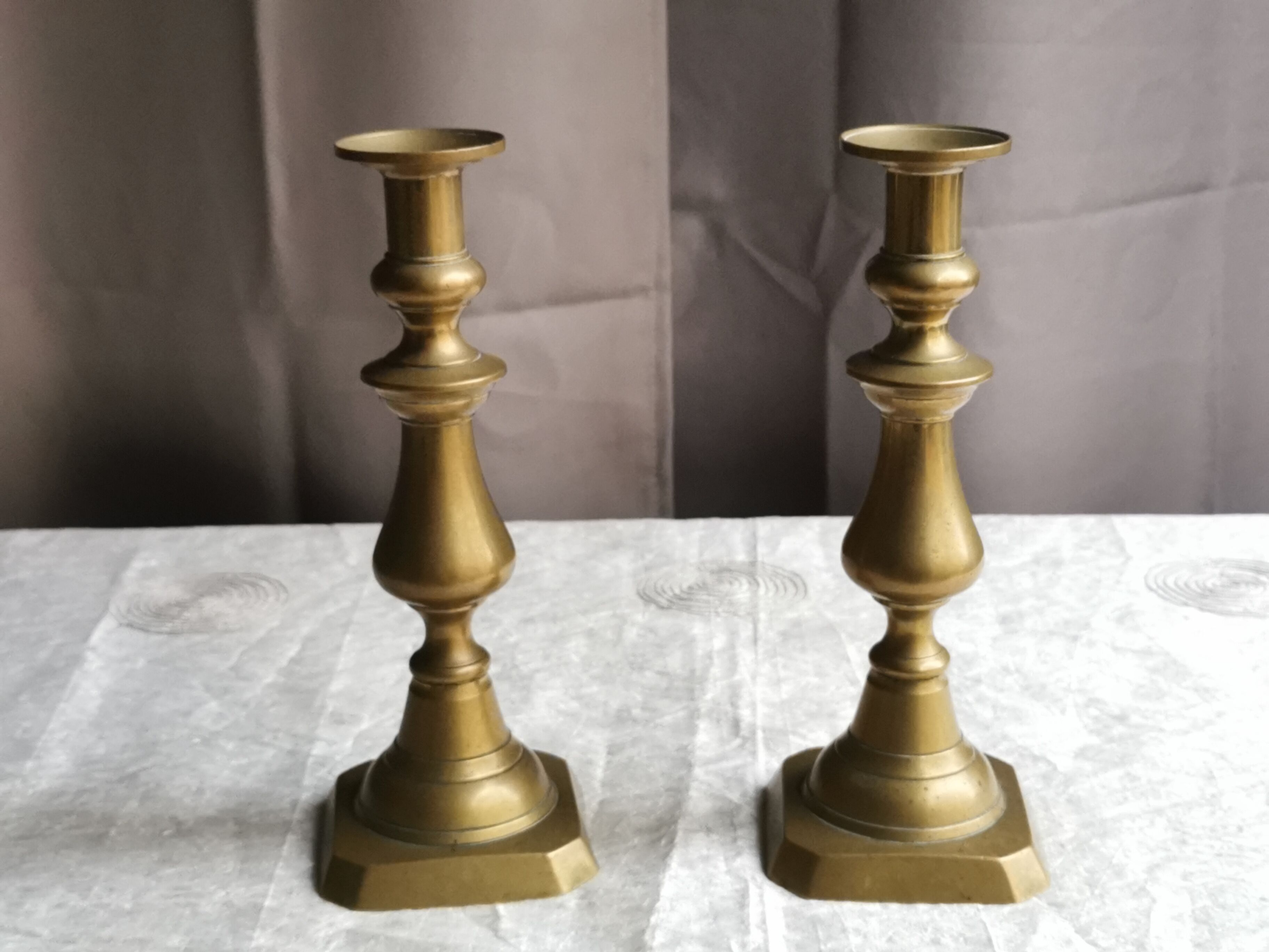 Pair of brass candlesticks