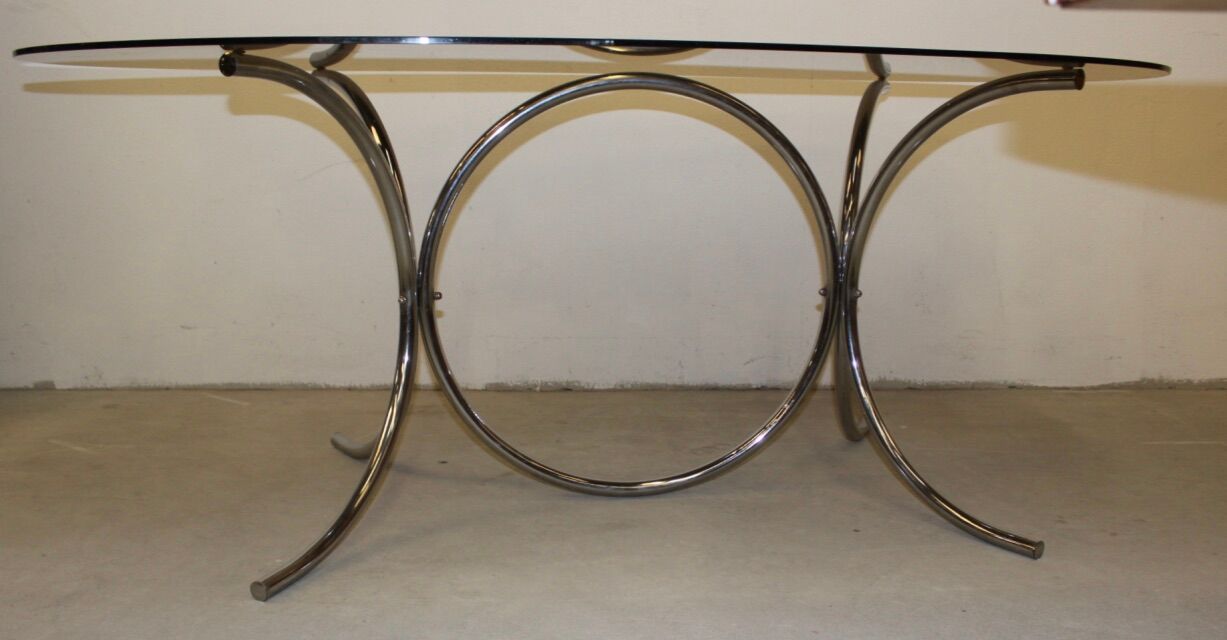 Smoked glass and chrome table circa 1970