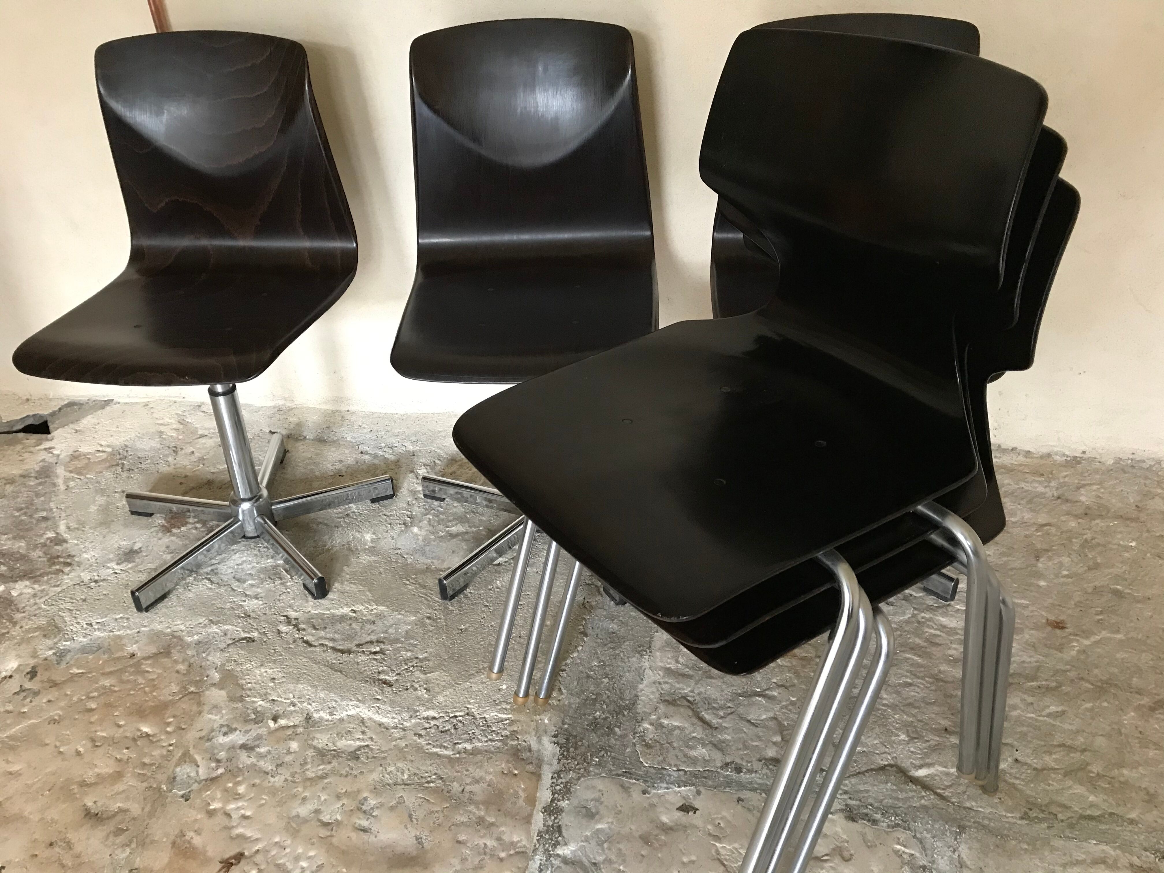 Lot of six vintage chairs Pagholz-Flàtotto