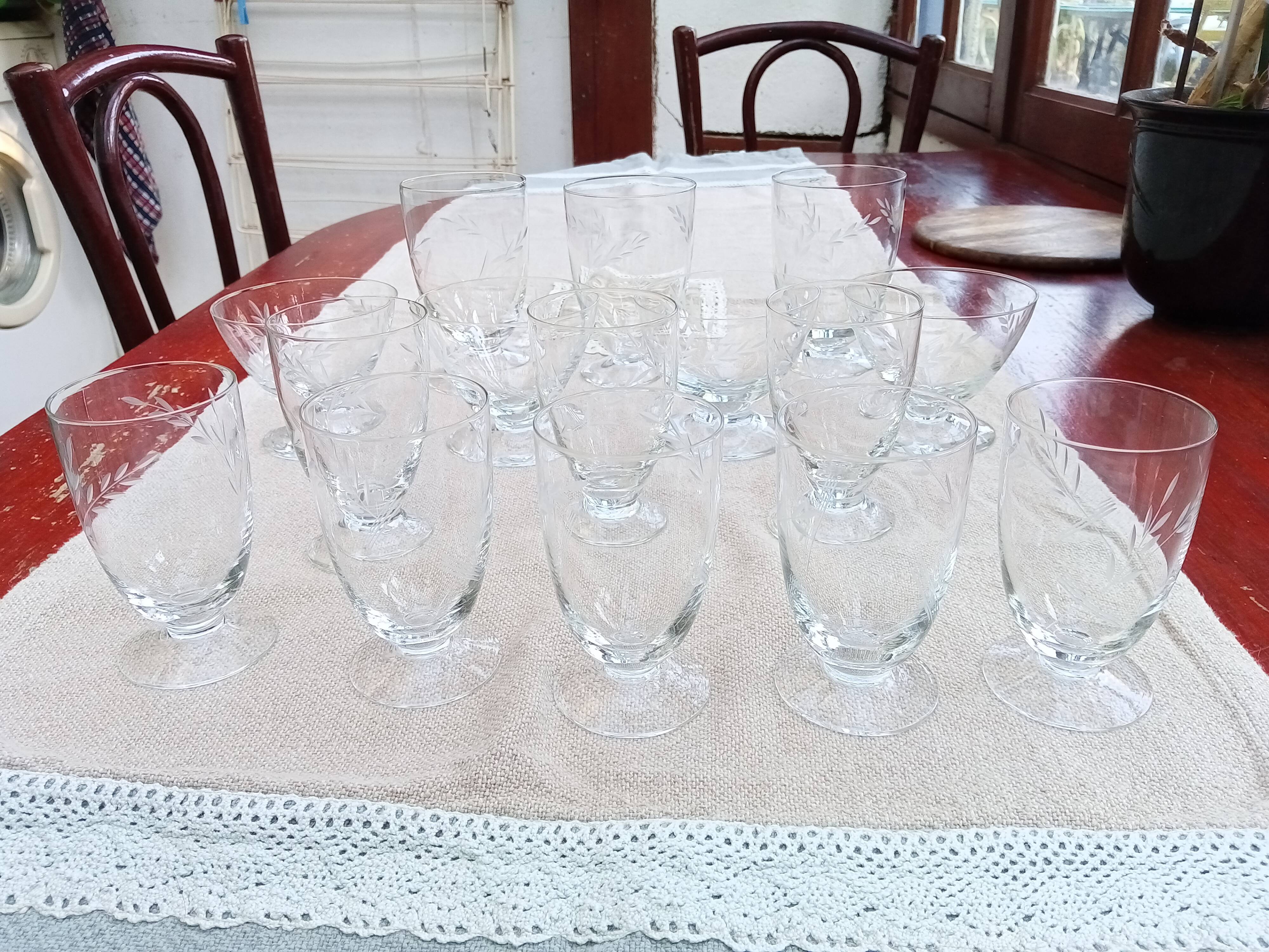 Set of 15 old glasses from the 40s