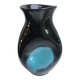 free-form design vase in black and blue ceramic from the 70s