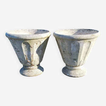 Paire de vases en pièrre reconstituées des années 60 grandon fréres