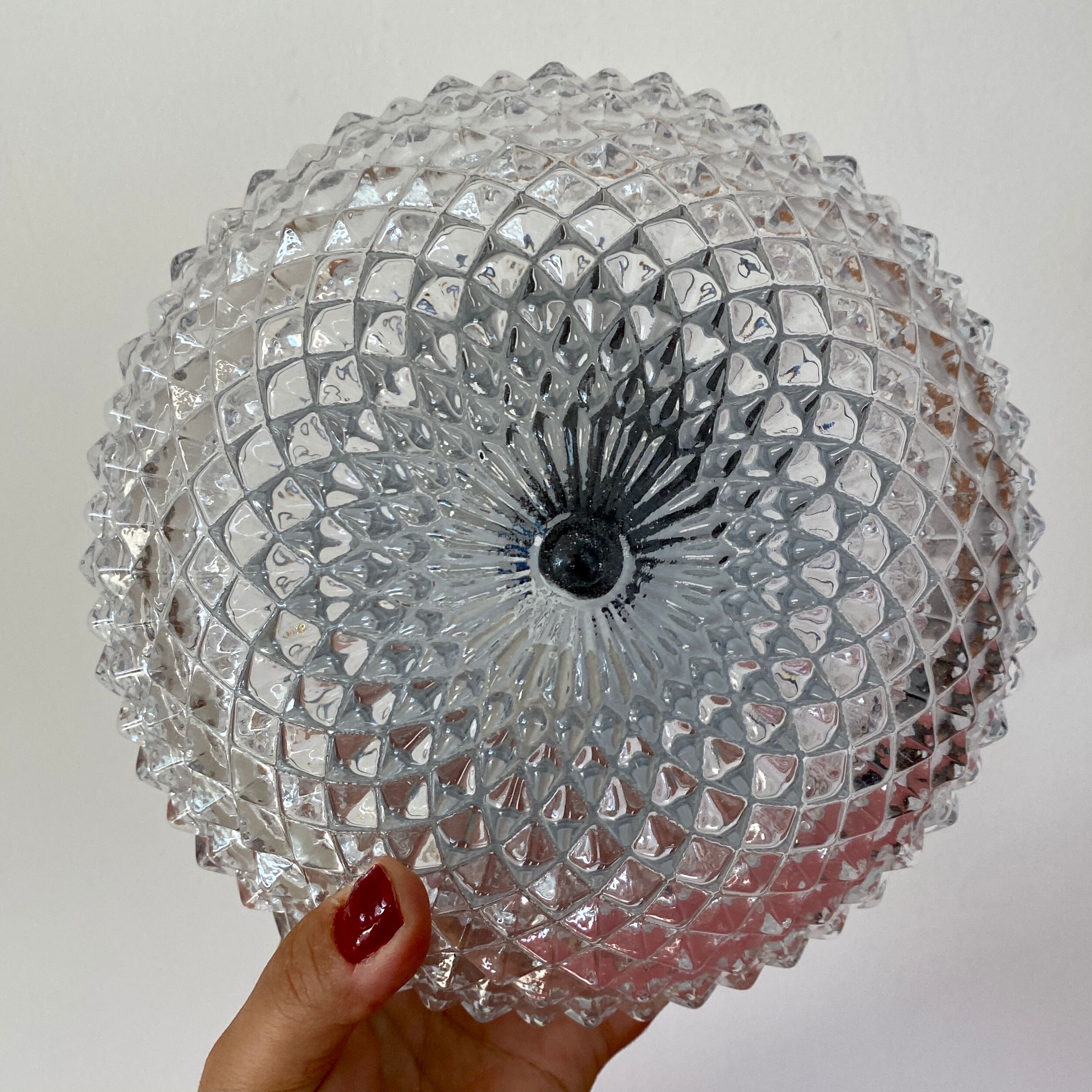 Vintage diamond-tipped glass wall lamp/ceiling lamp