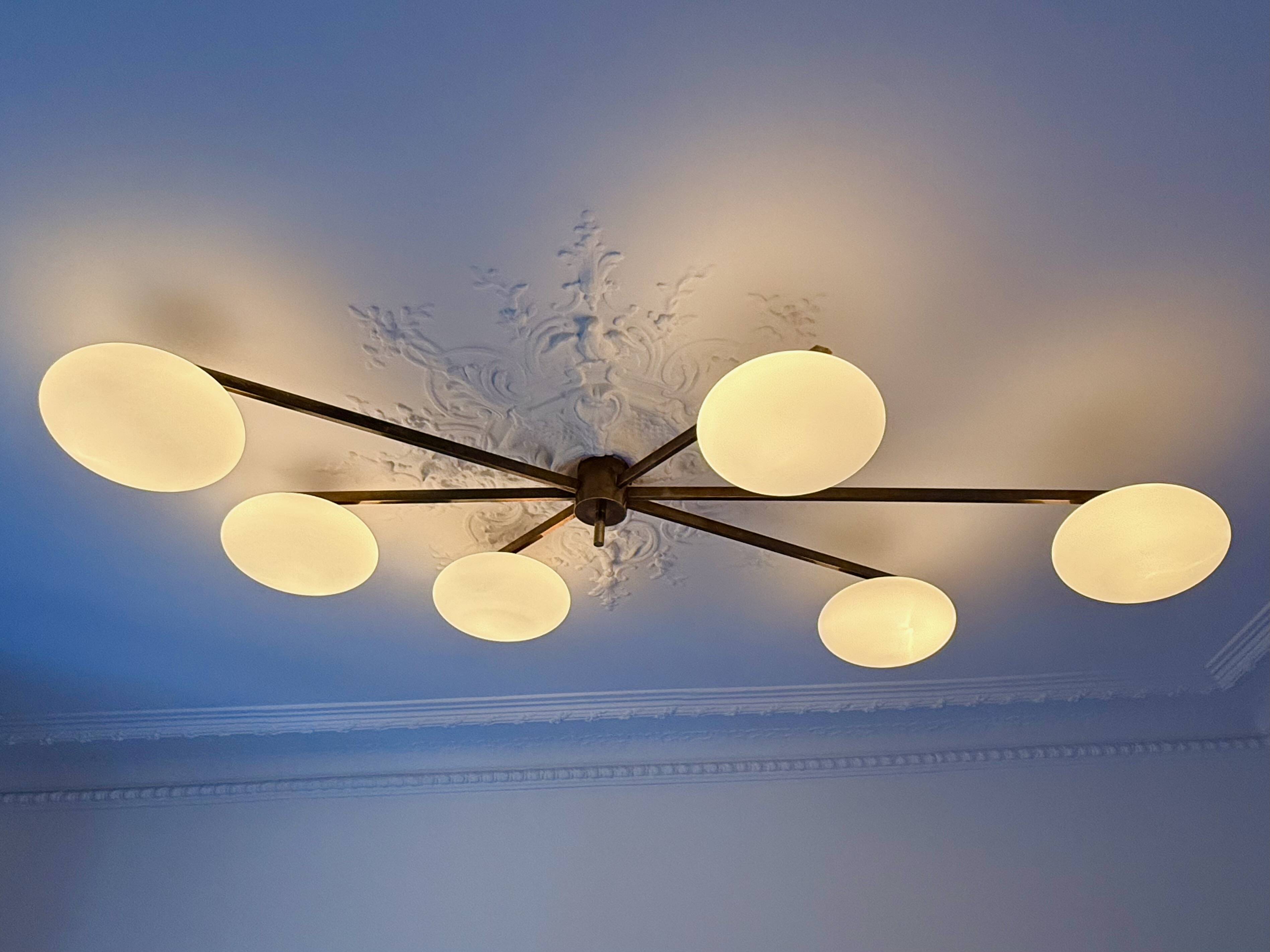 Angelo Lelii lustre plafonnier modèle 6 lune édition arredoluce