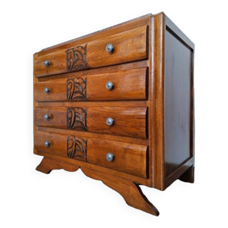 Art deco chest of drawers, marble top, old vintage furniture