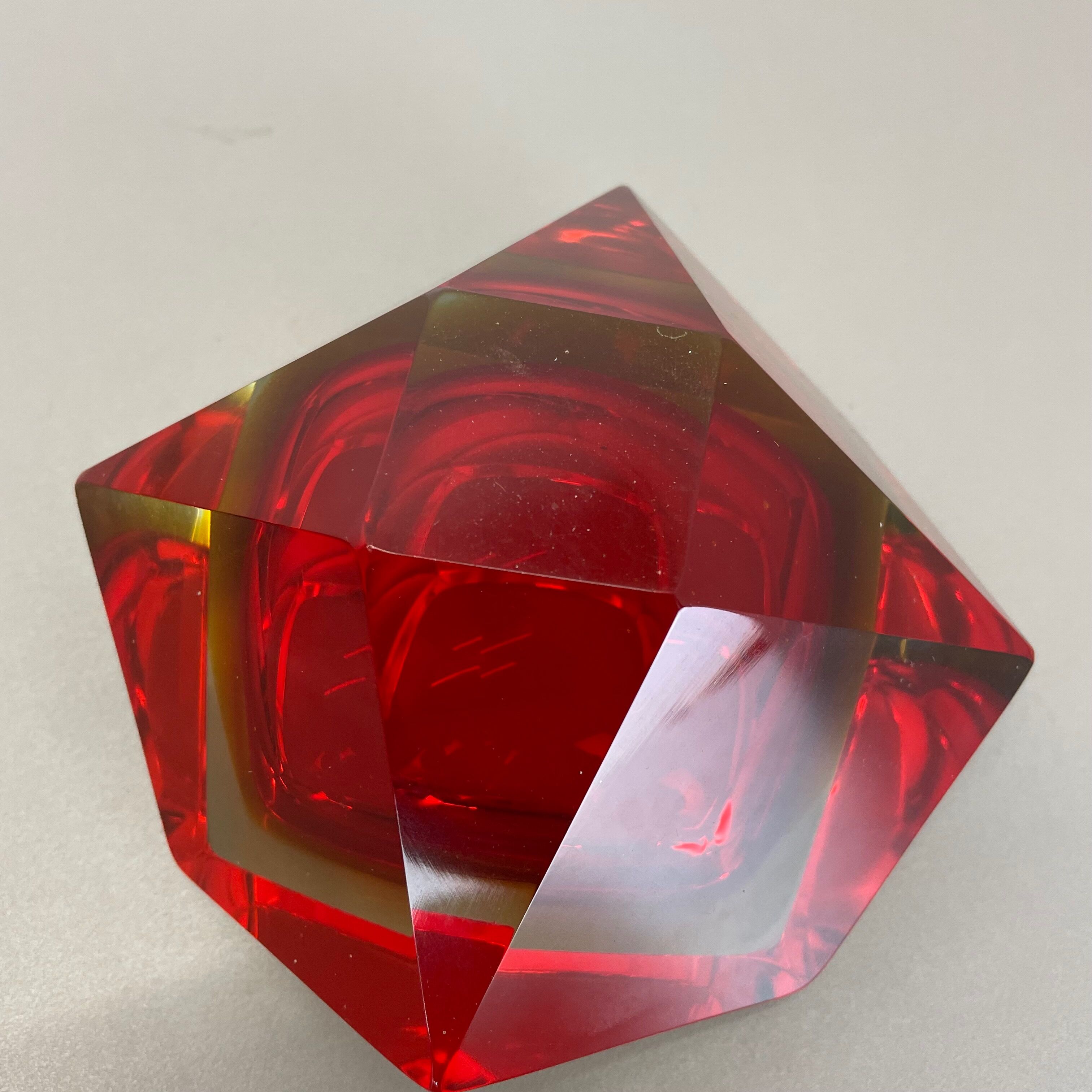 Murano glass sommerso diamond bowl ashtray element by flavio poli, italy, 1970s