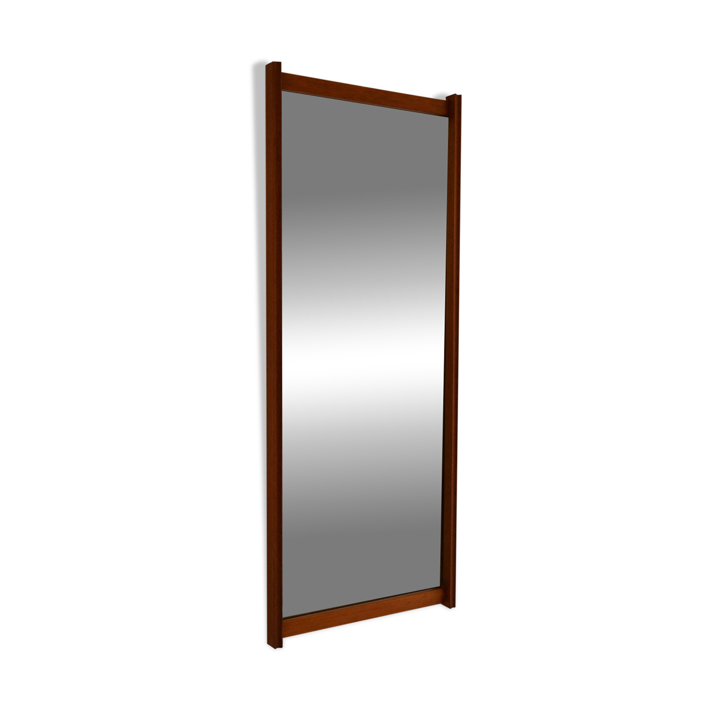 Vintage Scandinavian Teak Mirror with Grooved Frame