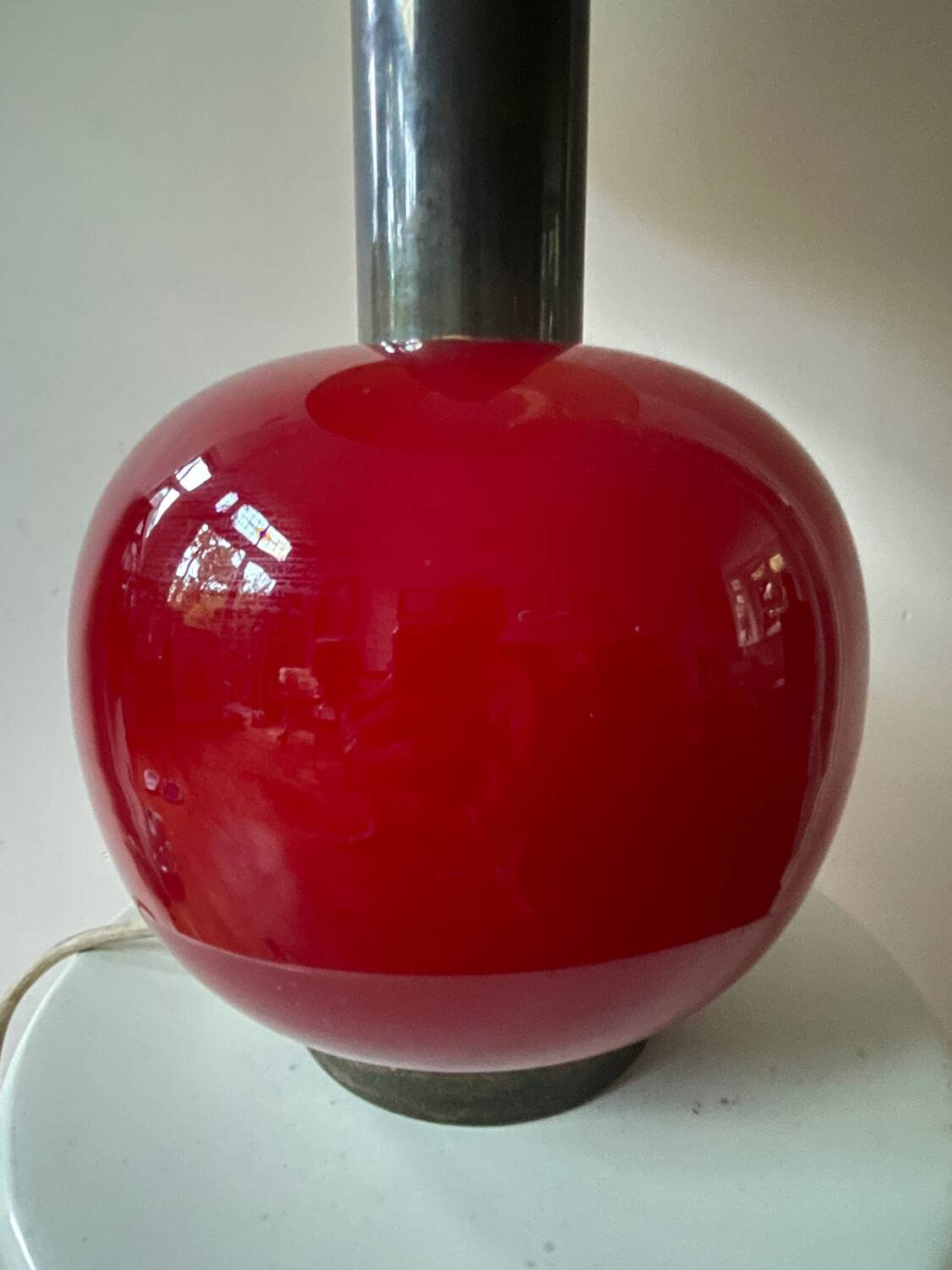 Lampadaire unique en verre de Murano. Design années 60.