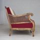 1930s, Danish 3-seater sofa, red furniture velour, furniture mesh.
