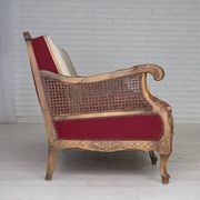 1930s, Danish 3-seater sofa, red furniture velour, furniture mesh.