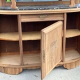 Parisian art deco 2-part sideboard renovated in solid oak and marble 1940 152c
