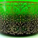 Set of six green smoked crystalline whiskey glasses