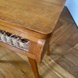 Bedside wood and rattan