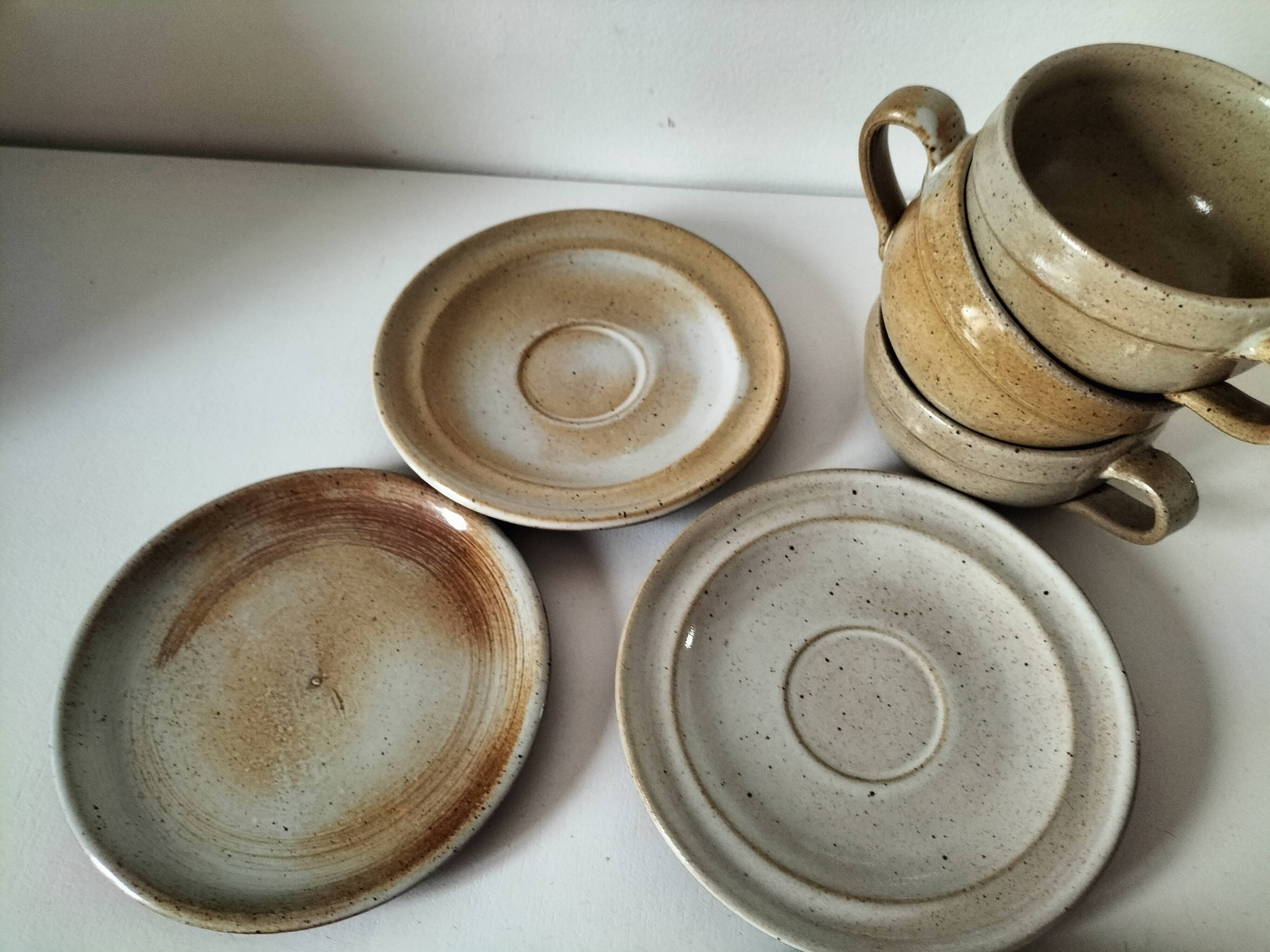 Ensemble à brunch vintage en grès du Marais, décor campagne