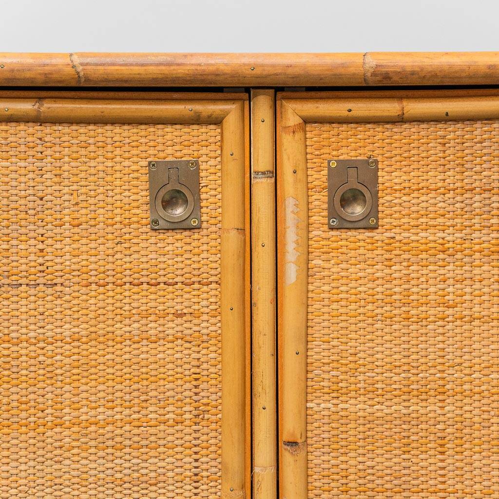 Bamboo and rattan sideboard 1970s vintage modernism