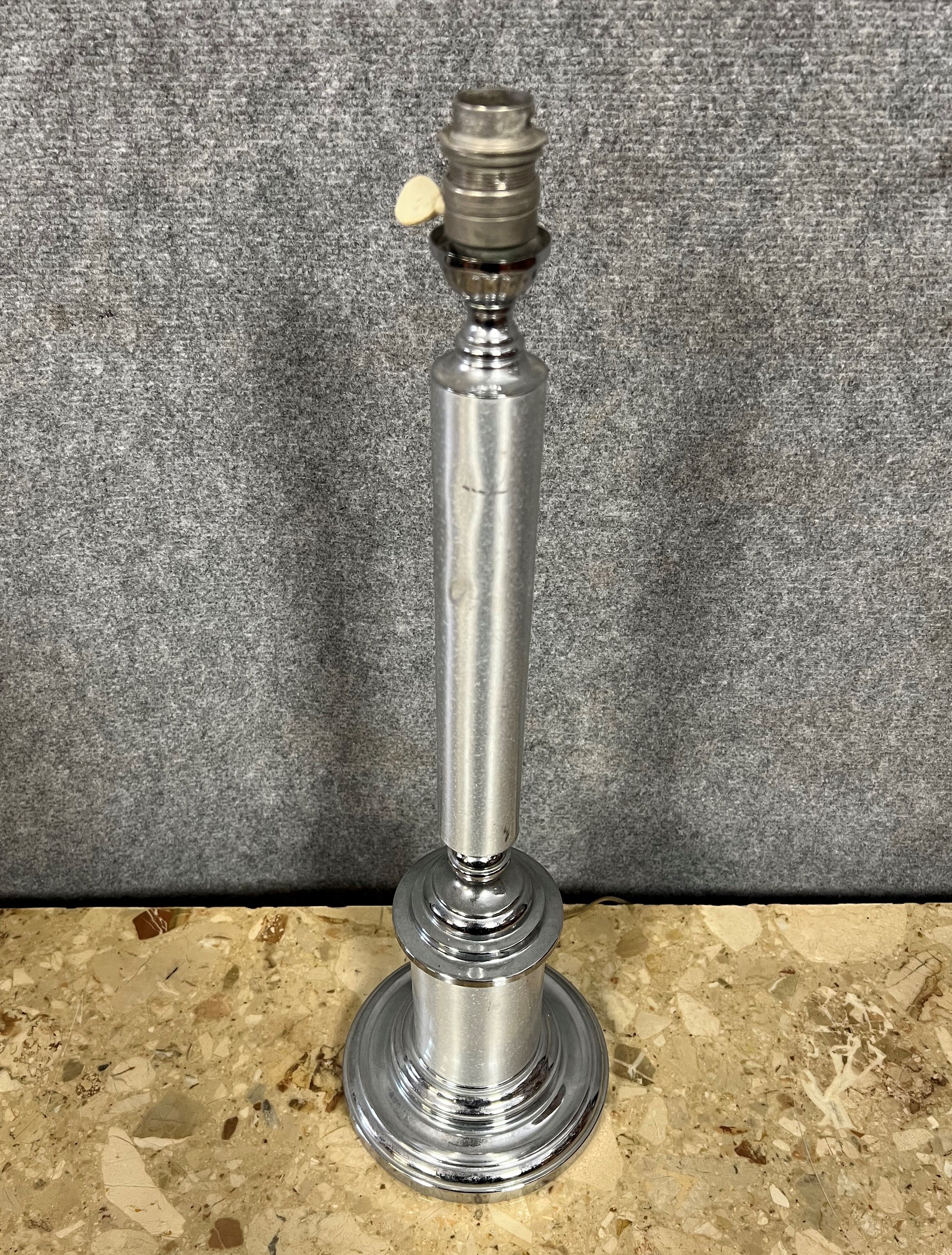 Lamp base in brushed metal and silver metal from the 1930s-1940s