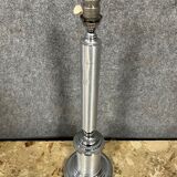 Lamp base in brushed metal and silver metal from the 1930s-1940s