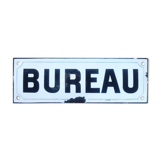Large enamelled curved plate "BUREAU. 1910/1920s. French interior. Interior decoration. Vintage.