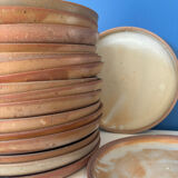 Natural stoneware plate 1970 vintage ceramic beige