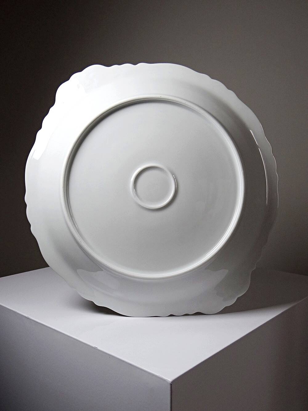 Large serving dish in fine white Limoges porcelain, vintage/antique