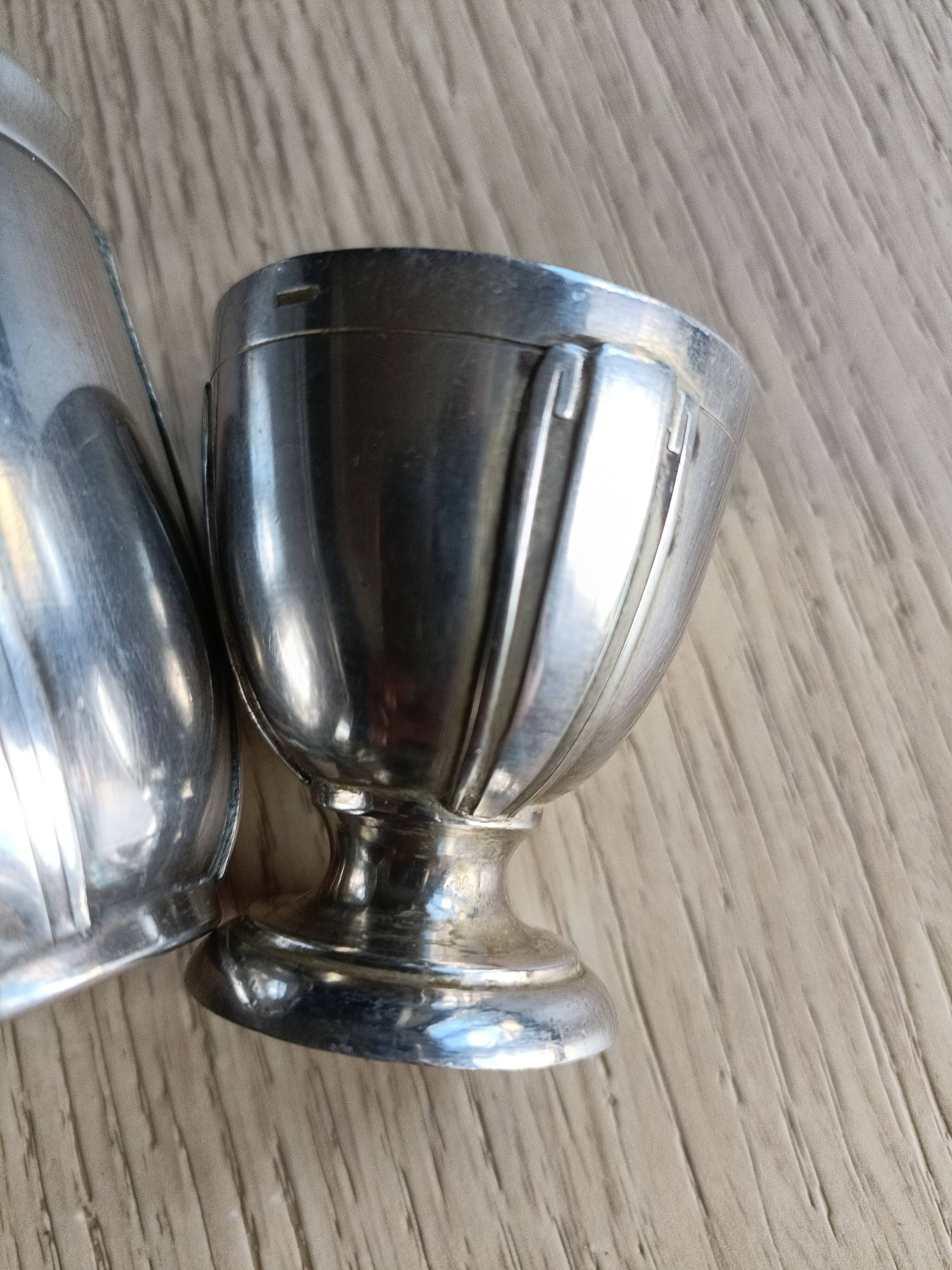Boulenger silver-plated metal cup and egg cup