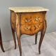Pair of louis xv style bedside tables in marquetry and marble – 19th century