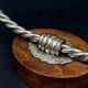 Pair of vintage candle holders in twisted wood and metal – Scandinavian design