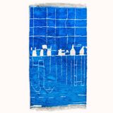 Tapis marocain bleu cobalt vintage
