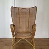 Vintage rattan and canning armchair