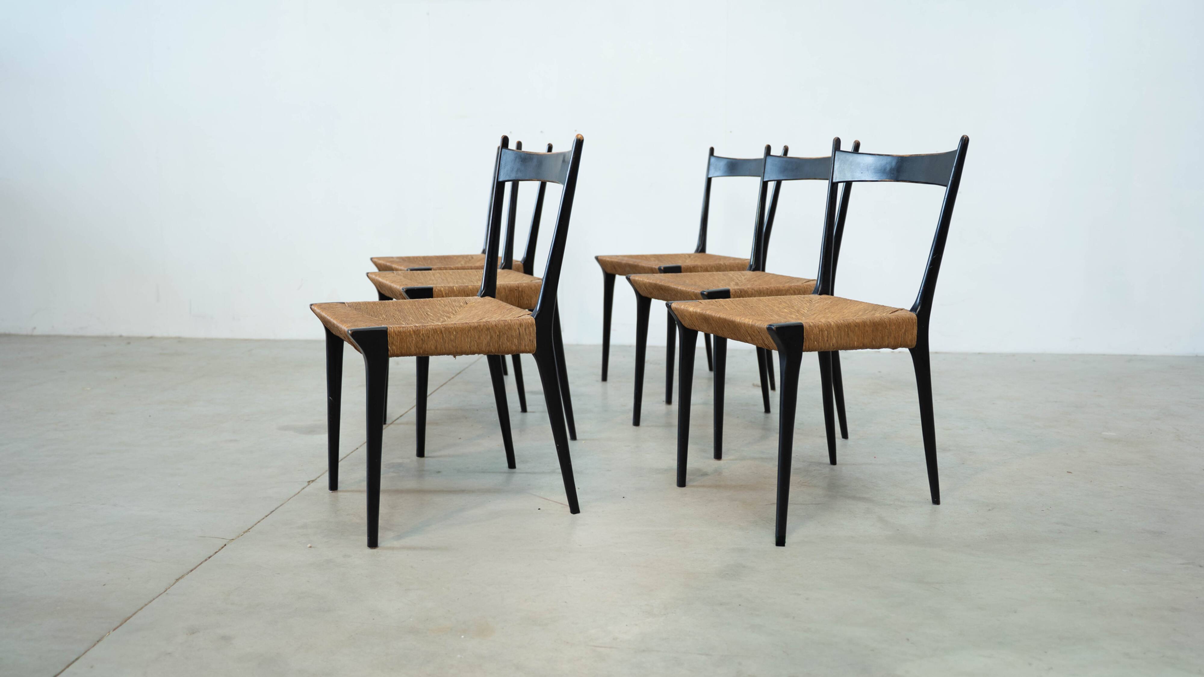 Set of six exceptional S11 dining chairs by Alfred Hendrickx