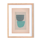 Abstract painting on old paper - B68 - painting signed Eawy