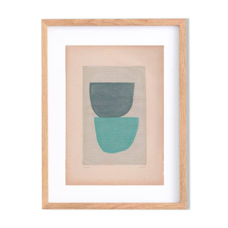 Abstract painting on old paper - B68 - painting signed Eawy