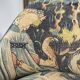 J. Tenreiro, Brazil. Concha armchair with tapered legs, Cluny tapestry 1400.