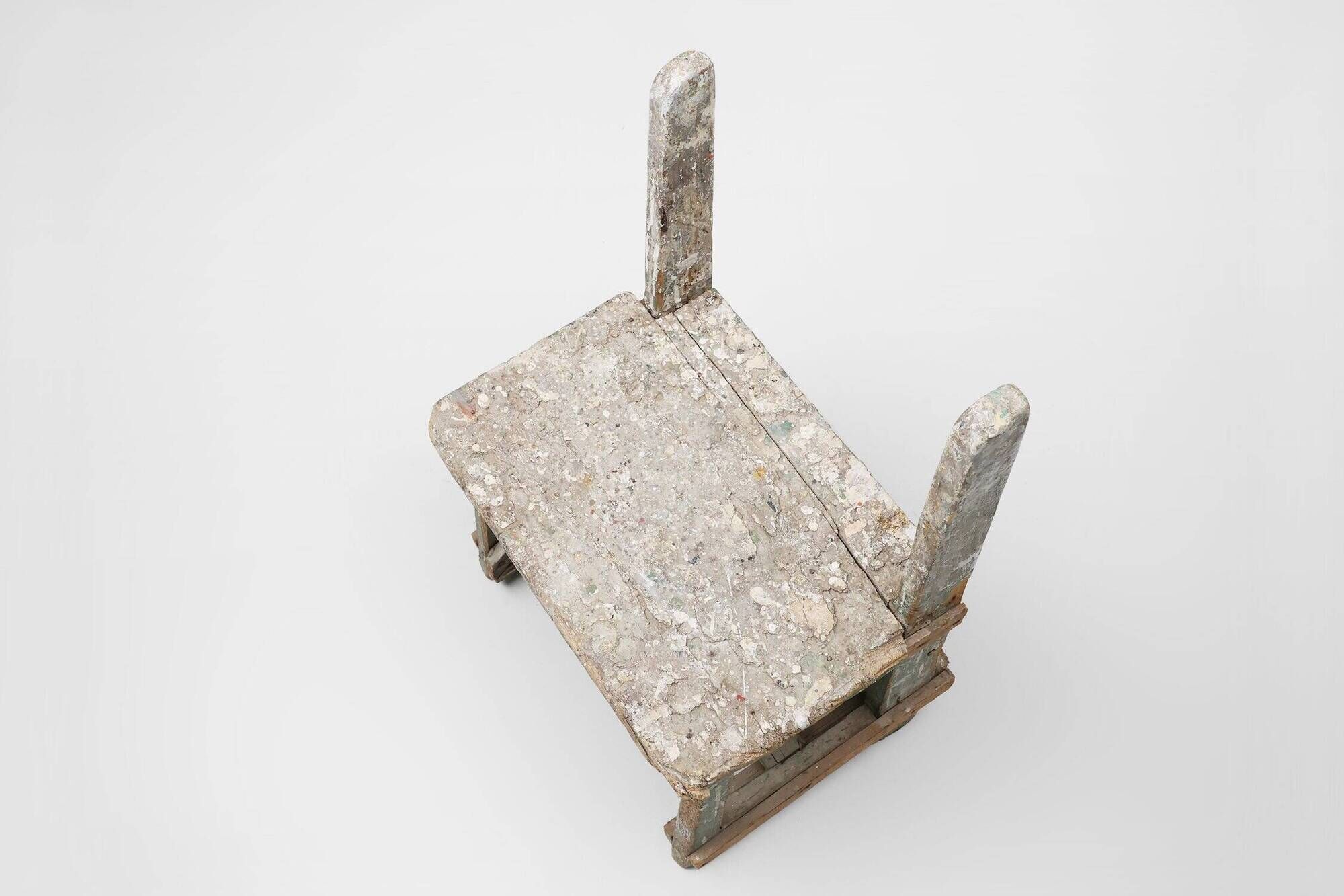 Industrial Rustic Stool with Patina, France, 1900s