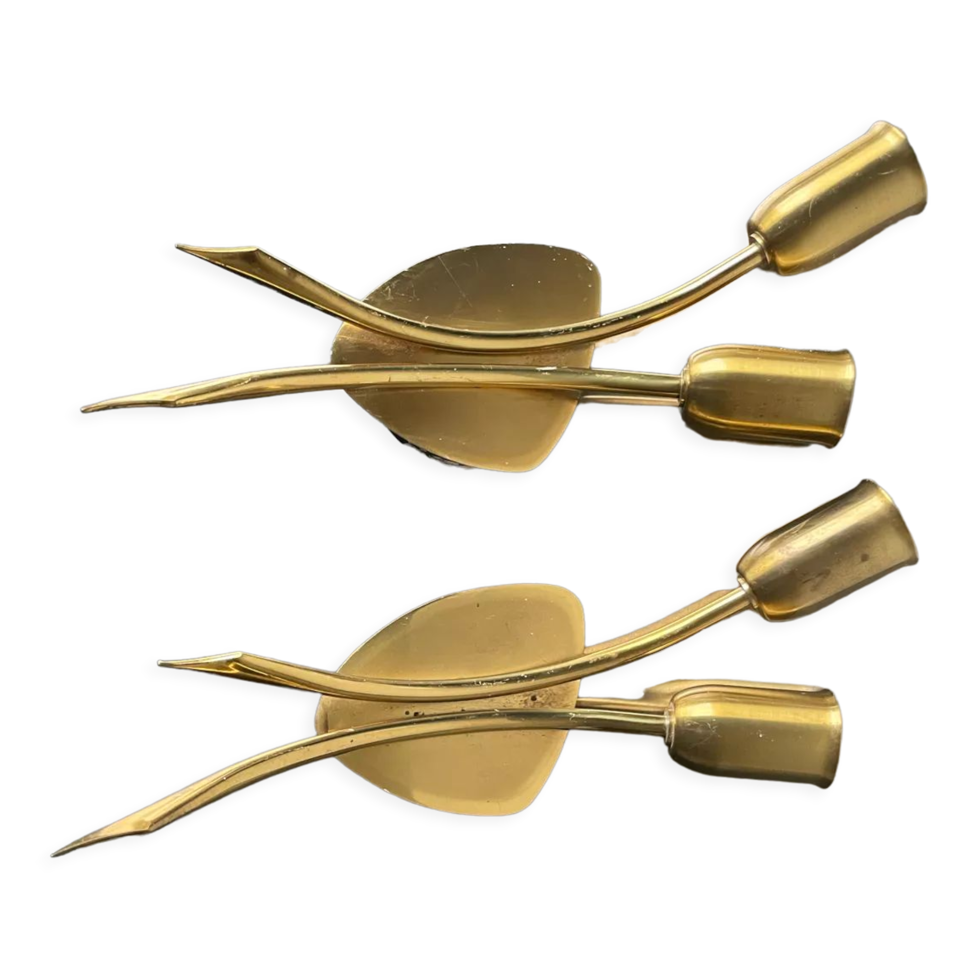 Pair of danish  mcm brass wall lamps sconces by fog & mørup