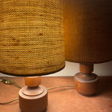 Paire de lampe bois et jute