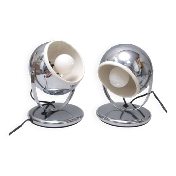 Paire de lampes boule chromées années 60
