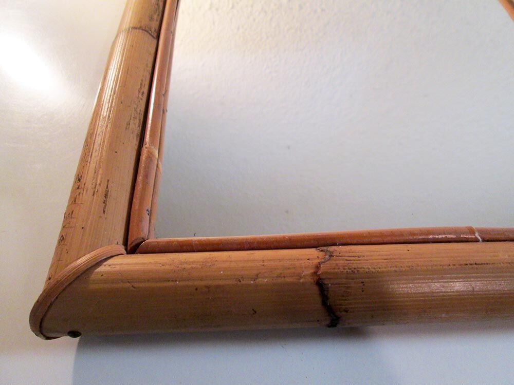 Miroir bambou et rotin vintage 38x48cm
