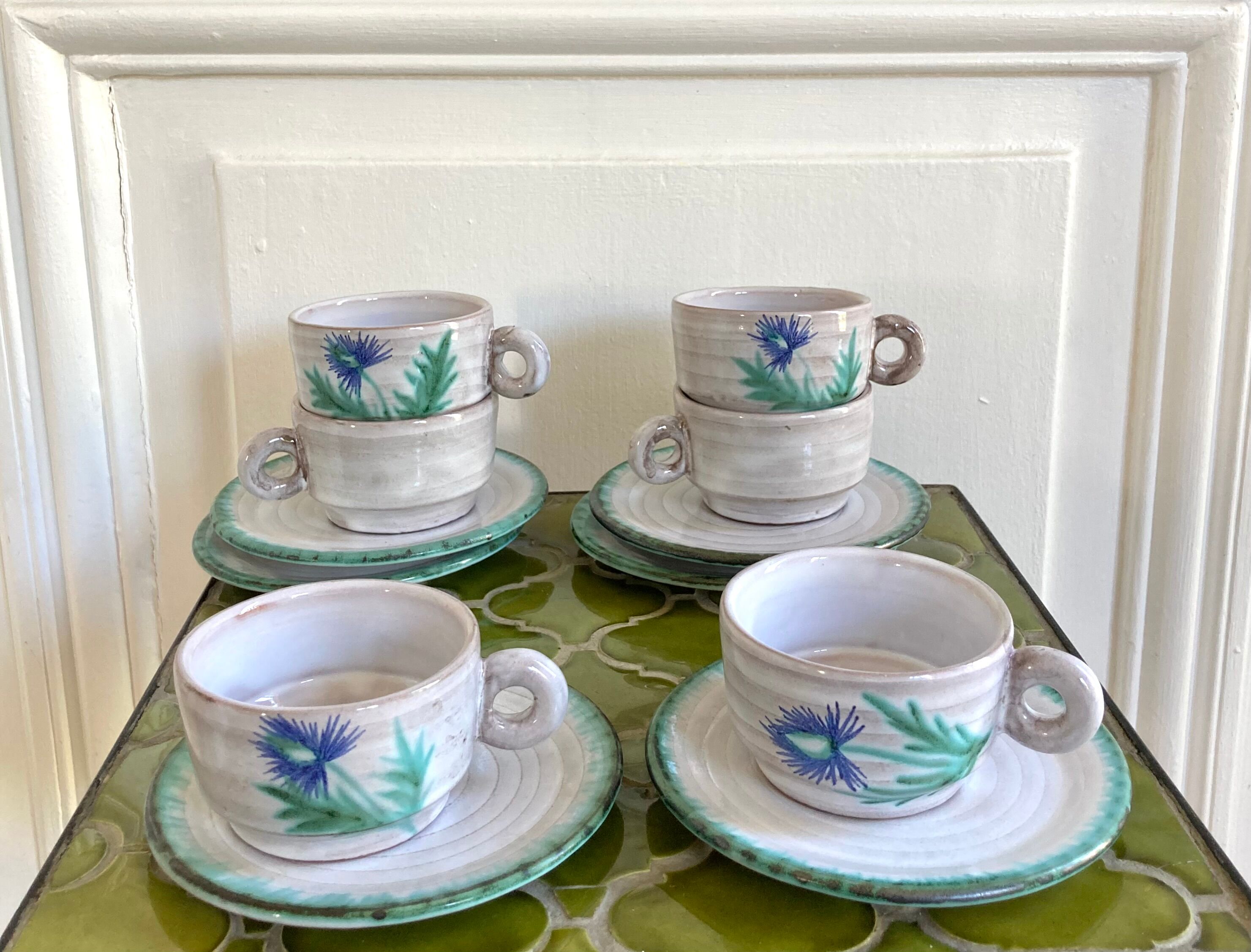 Ceramic mugs 70 hand-painted thistles