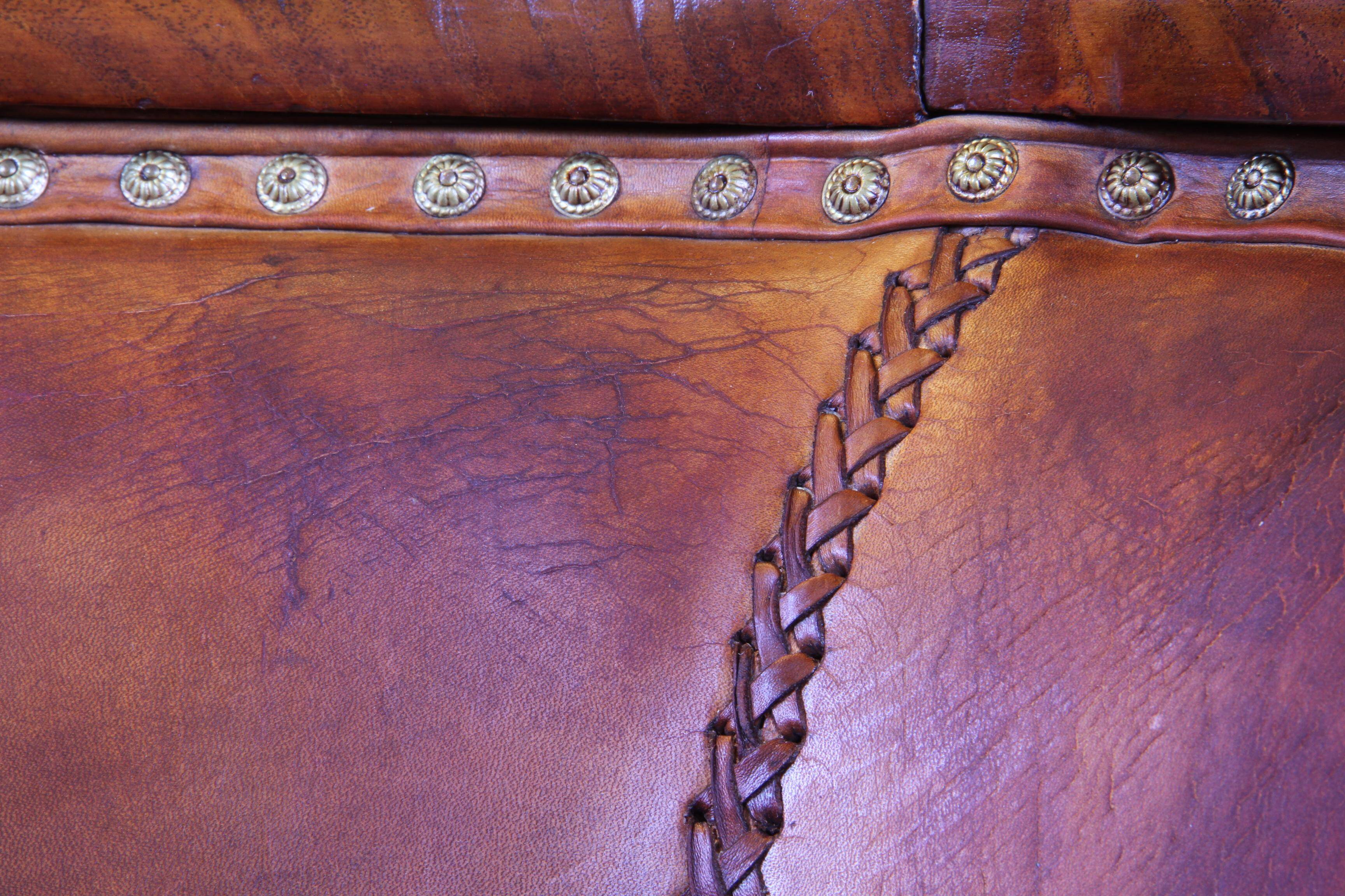 Vintage pair of 20th century Danish Leather Chairs, ca. 1930s