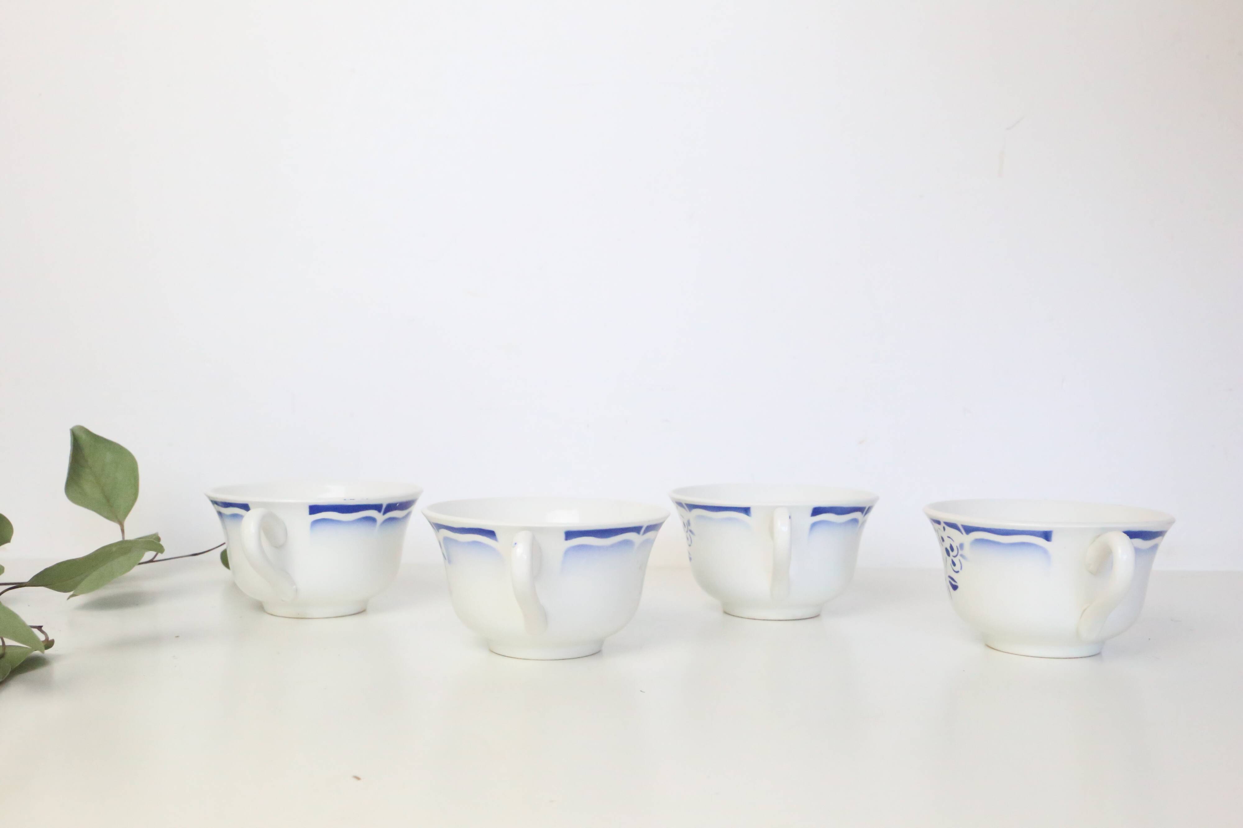 Set of 4 Céranord cups, vintage, French