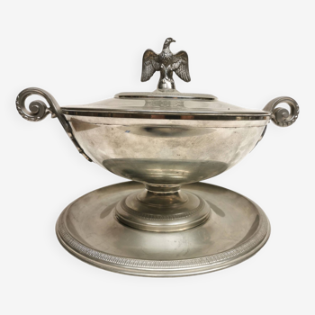 Plat coupe couverte en étain ornée d un aigle impérial empire napoléon