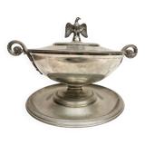Pewter covered cup dish decorated with an imperial eagle empire napoleon