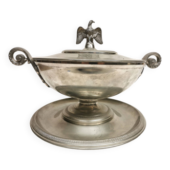 Plat coupe couverte en étain ornée d un aigle impérial empire napoléon