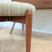 English stool in teak and cream fabric, 1960s