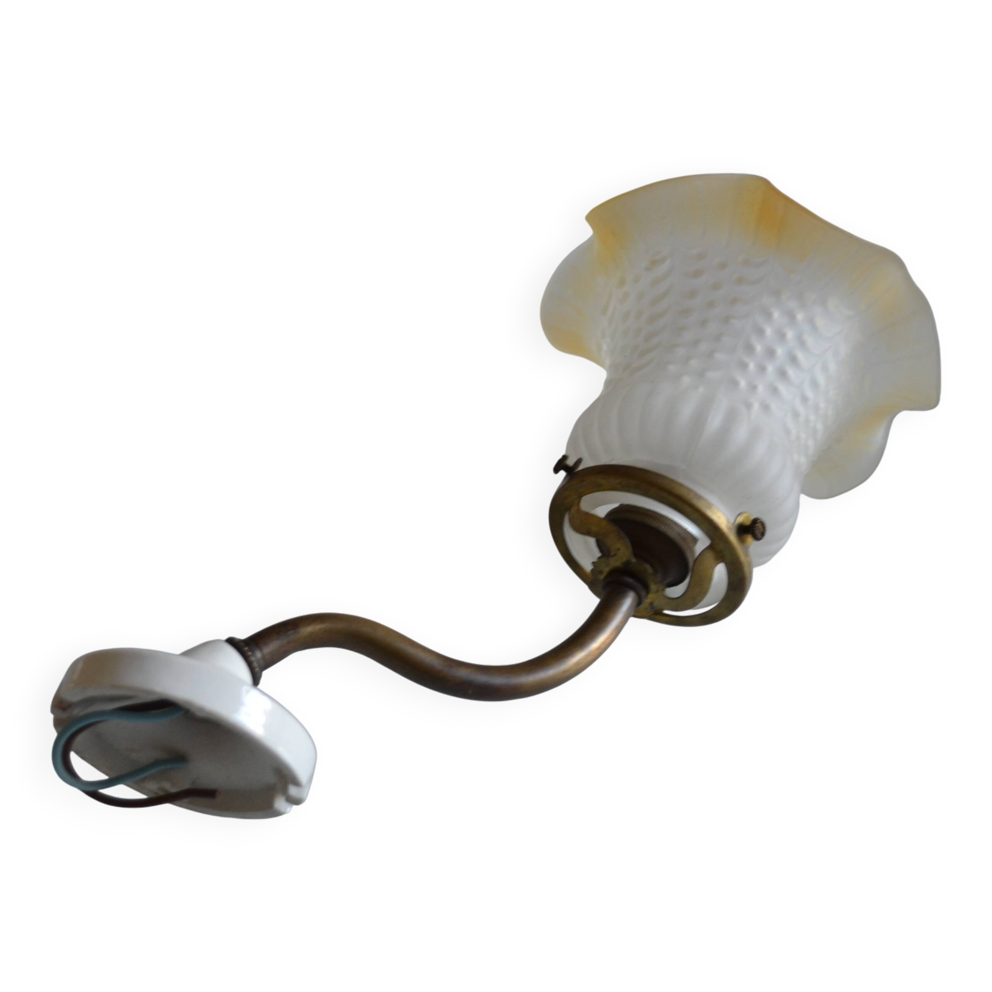 Swan neck wall lamp and its tulip, early 20th century.