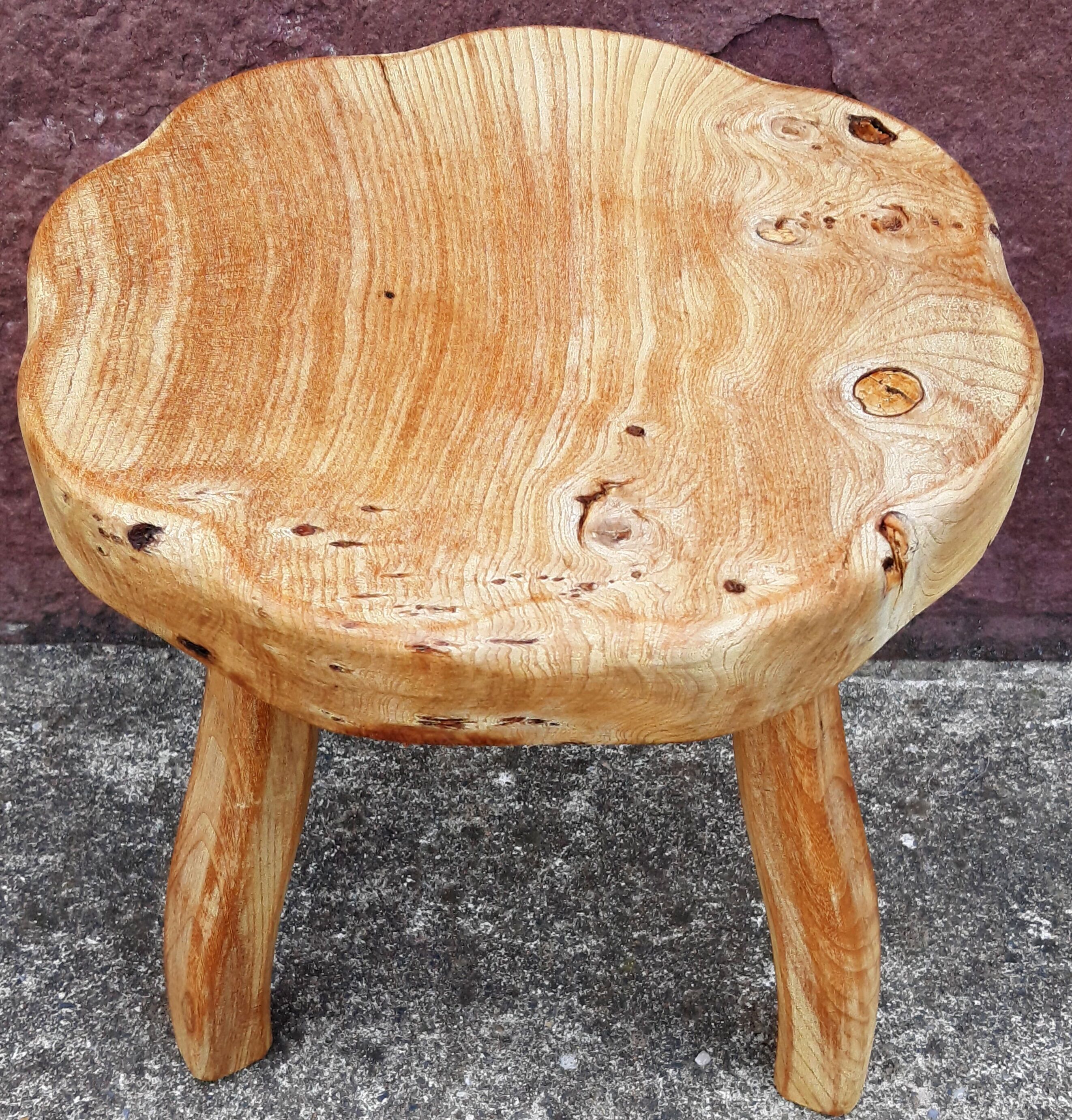 Brutalist wooden stool
