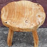 Brutalist wooden stool