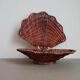Vintage wicker shell basket, French bohemian decoration.