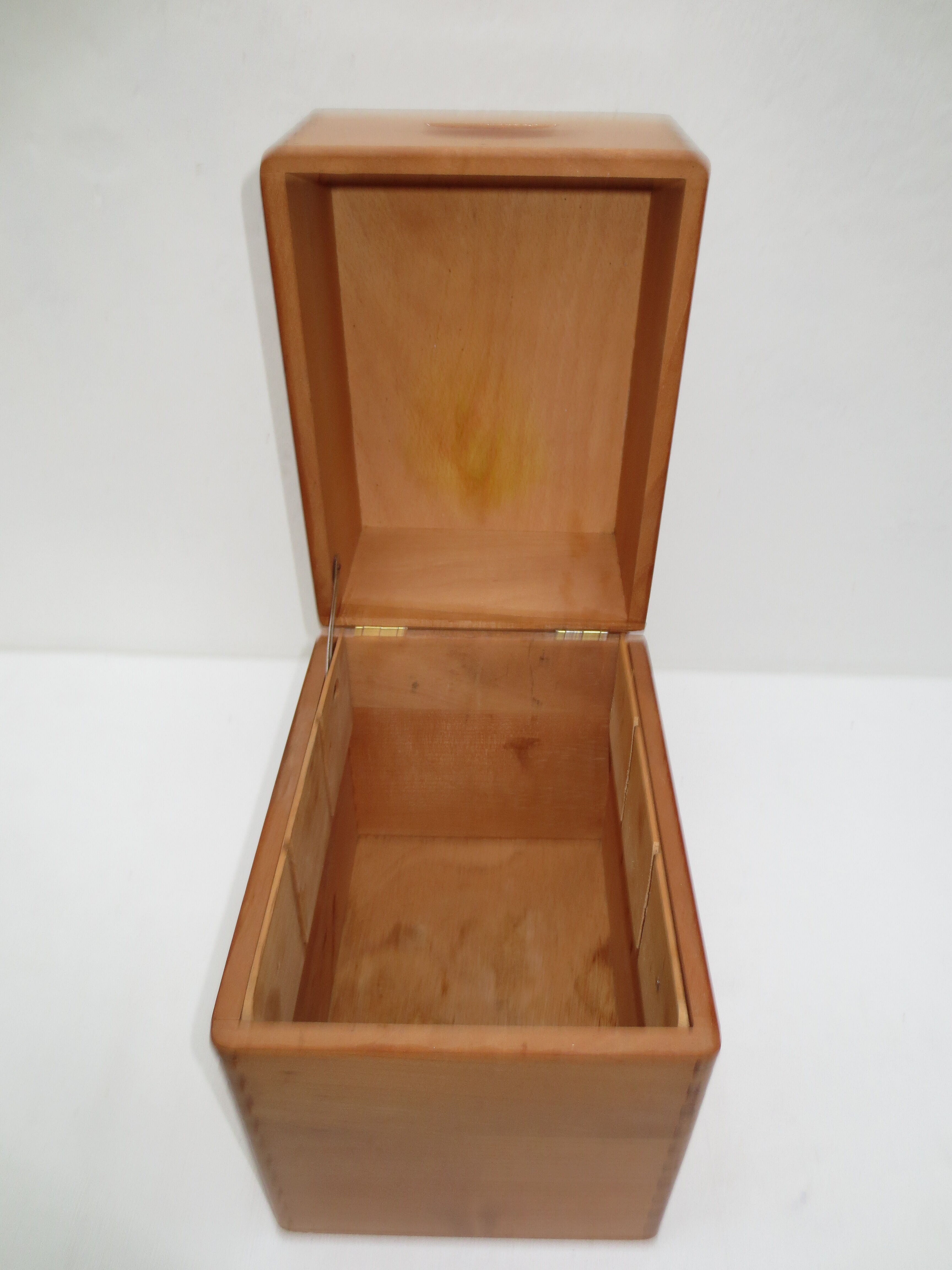 old mortised box in light varnished wood